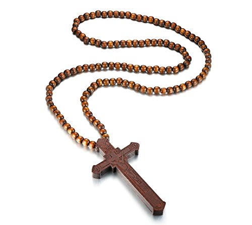 Wooden Large Big Wood Bead Religious Catholic Crucifix Rosary